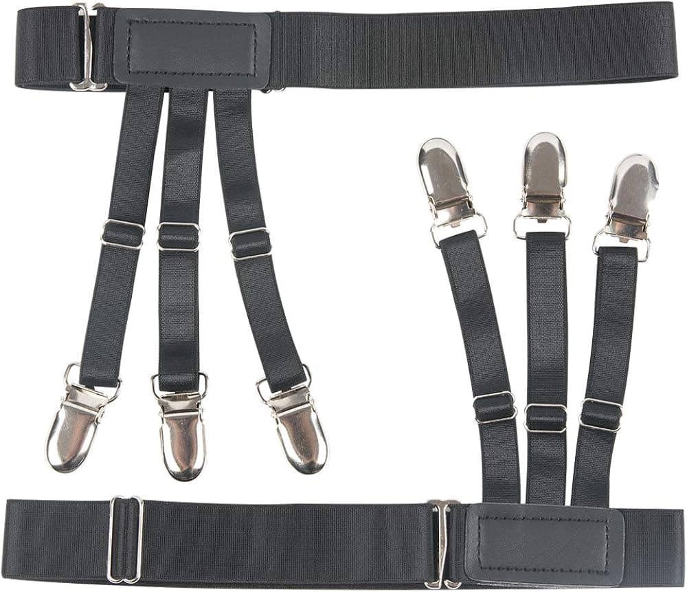 xydstay Shirt Stays for men Adjustable Elastic Shirt Garters, Shirts Holder with Non-slip Clips, 2-Pack (1Pair)