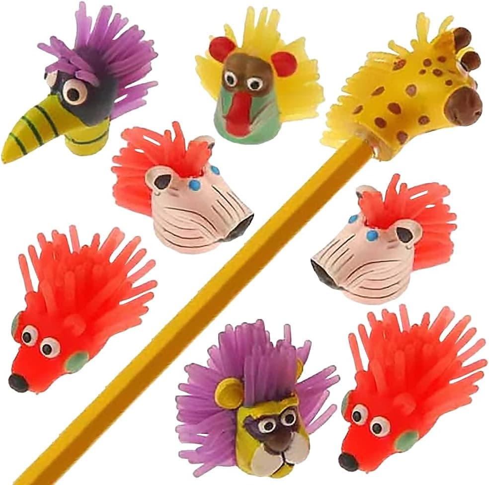 ArtCreativity Wild Animal Pencil Toppers, Set of 12, Animal Party Favors and Classroom Prizes for Kids, Great Back to School Gifts for Boys and Girls, Durable Animal Pencil Tops