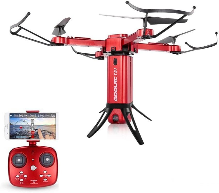 Drone with HD Camera,GoolRC T51 Rocket WIFI FPV Quadcopter With 720P 2MP HD Camera Altitude Hold Mode Foldable APP Control Pocket Drone RTF With Bonus Battery