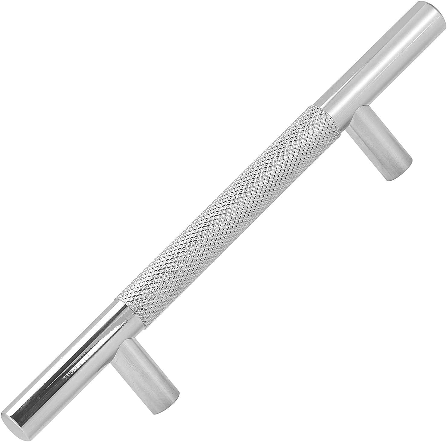 Hamilton Bowes Polished Chrome Diamond Cut 96mm (3-13/16") Center to Center 6-3/4" Overall Modern Steel Bar Pull Knurled (20 Pack)