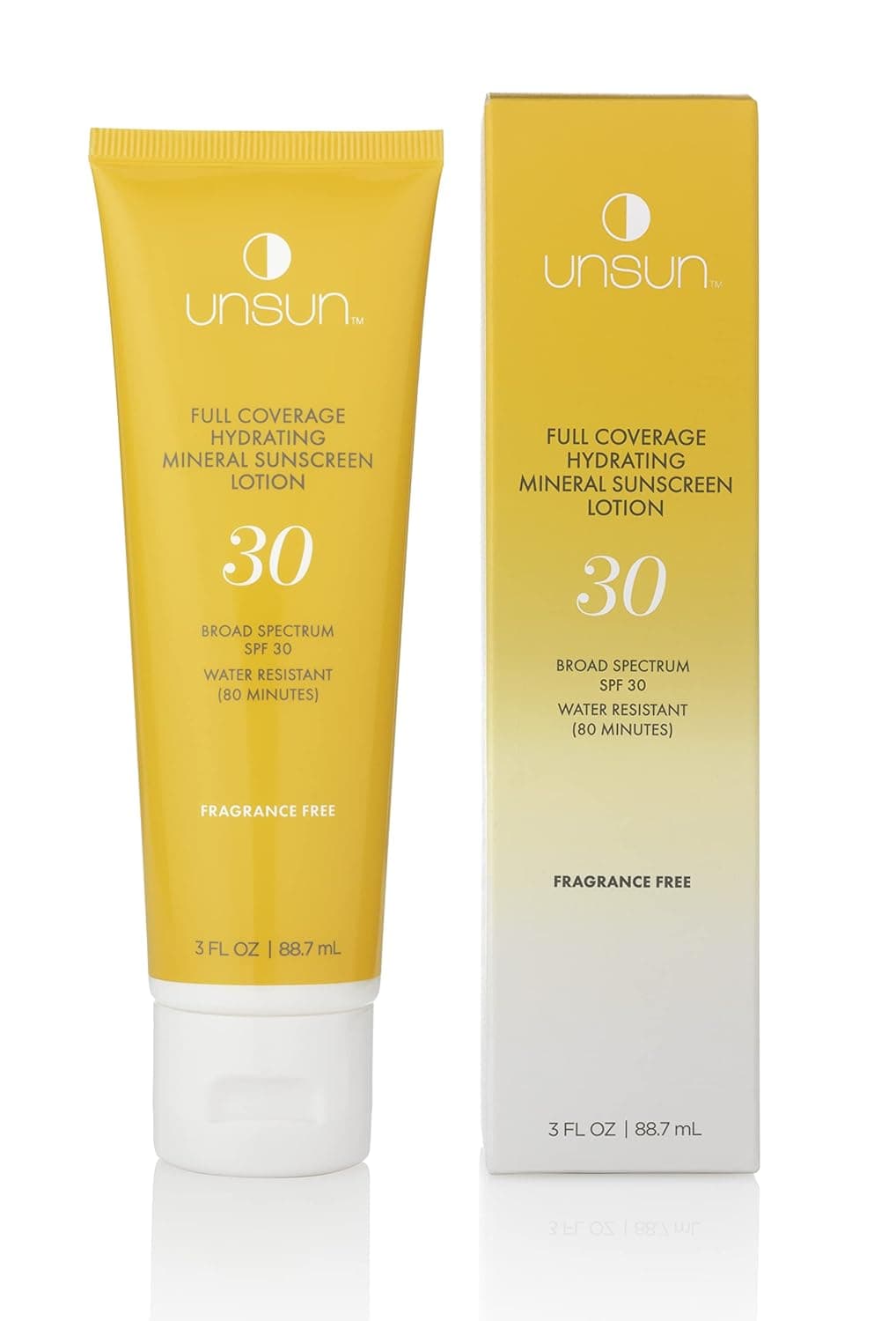 Unsun Full Coverage Mineral Body Sunscreen with Broad Spectrum SPF 30 - Hydrating & Moisturizing, Fragrance-Free Lotion - 3 Fl Oz