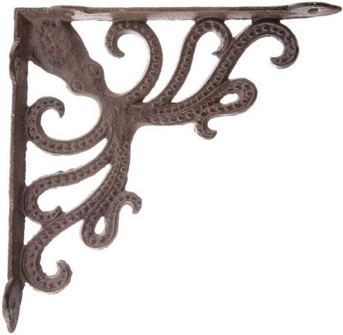 Aunt Chris' Products - Heavy Cast Iron - All-Purpose - Octopus Shelf Bracket - (Lot/Set of2) - Bronze Rustic Color Finish - Nautical Design - Indoor or Outdoor Use