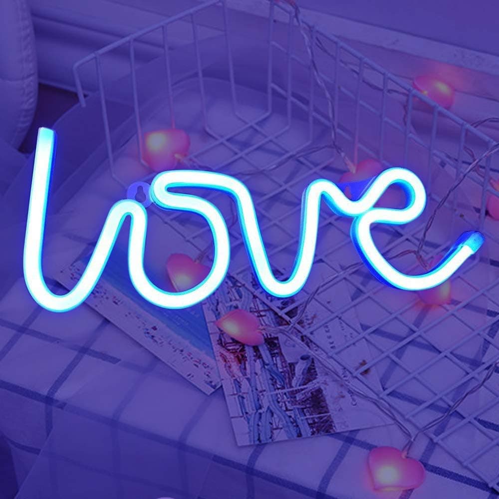 LED Love Neon Signs for Wall Decor,USB or Battery Decor Light,Neon Light for Bedroom Decor,Decorative Lights for Christmas,Birthday Party,Girls Living Room (Blue)