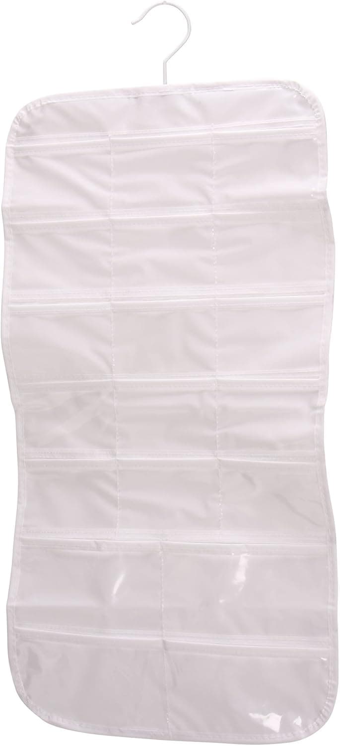 Household Essentials 37-Pocket Hanging Jewelry and Accessories Organizer, White Vinyl