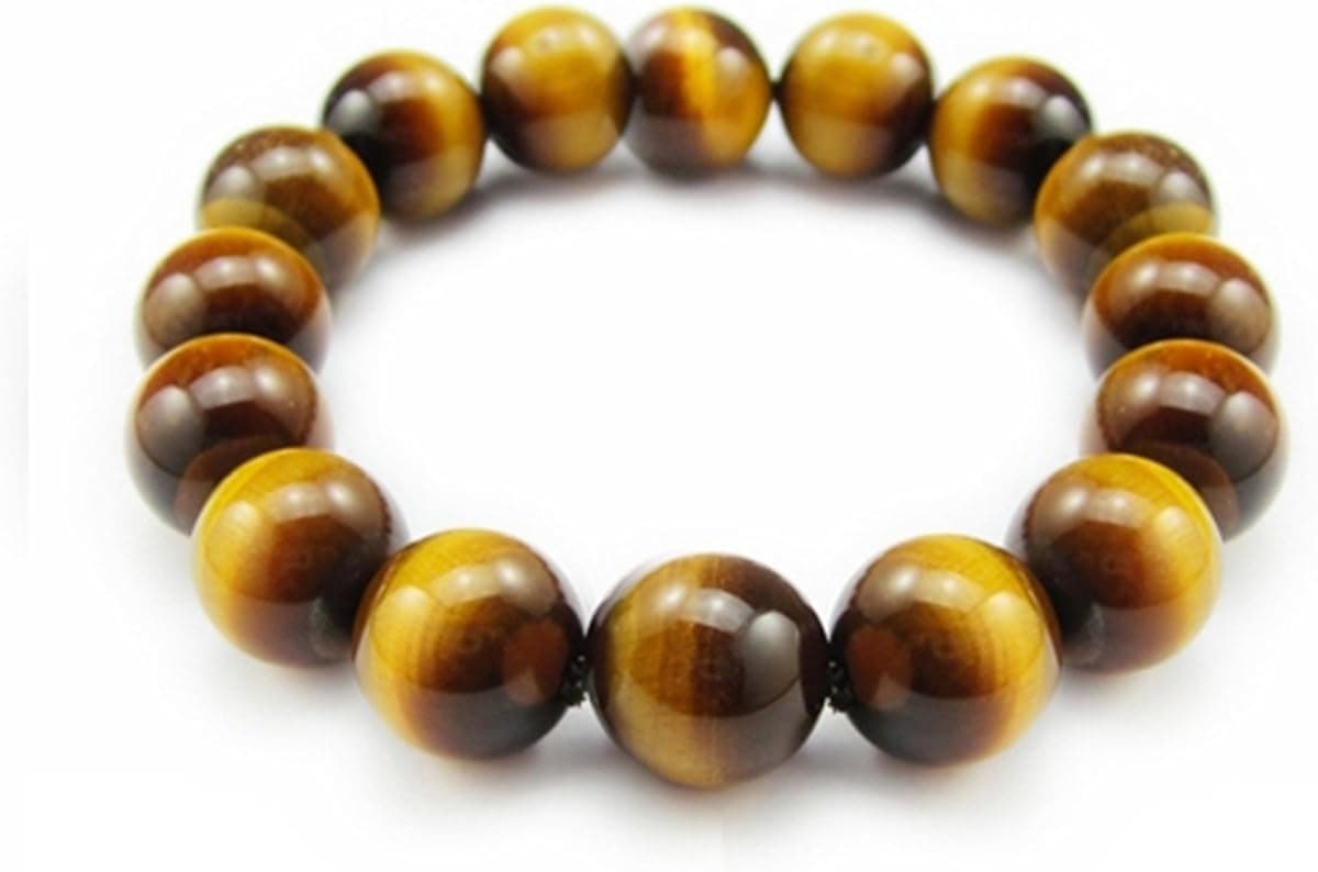Merdia Men's Tiger Eye Stone Bracelet 12mm with a Free Gift Box