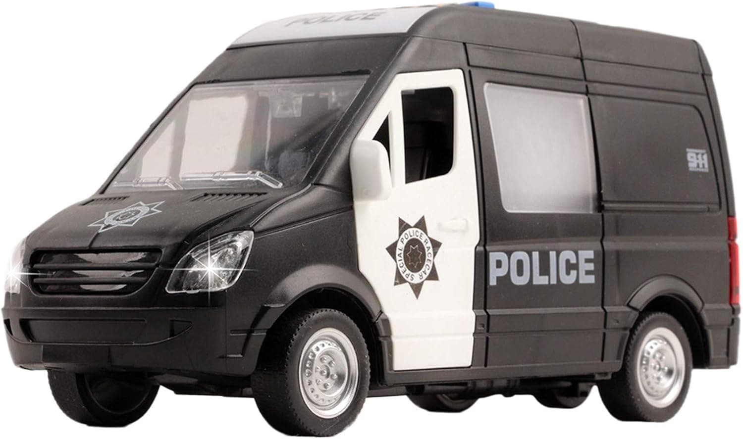 Vokodo Police Truck Rescue Car 1:16 Scale Friction Power with Lights and Sounds Durable Kids SWAT Transport Vehicle Push and Go Pretend Play Toy Cop Van Great Gift for Children Boys Girls Toddlers