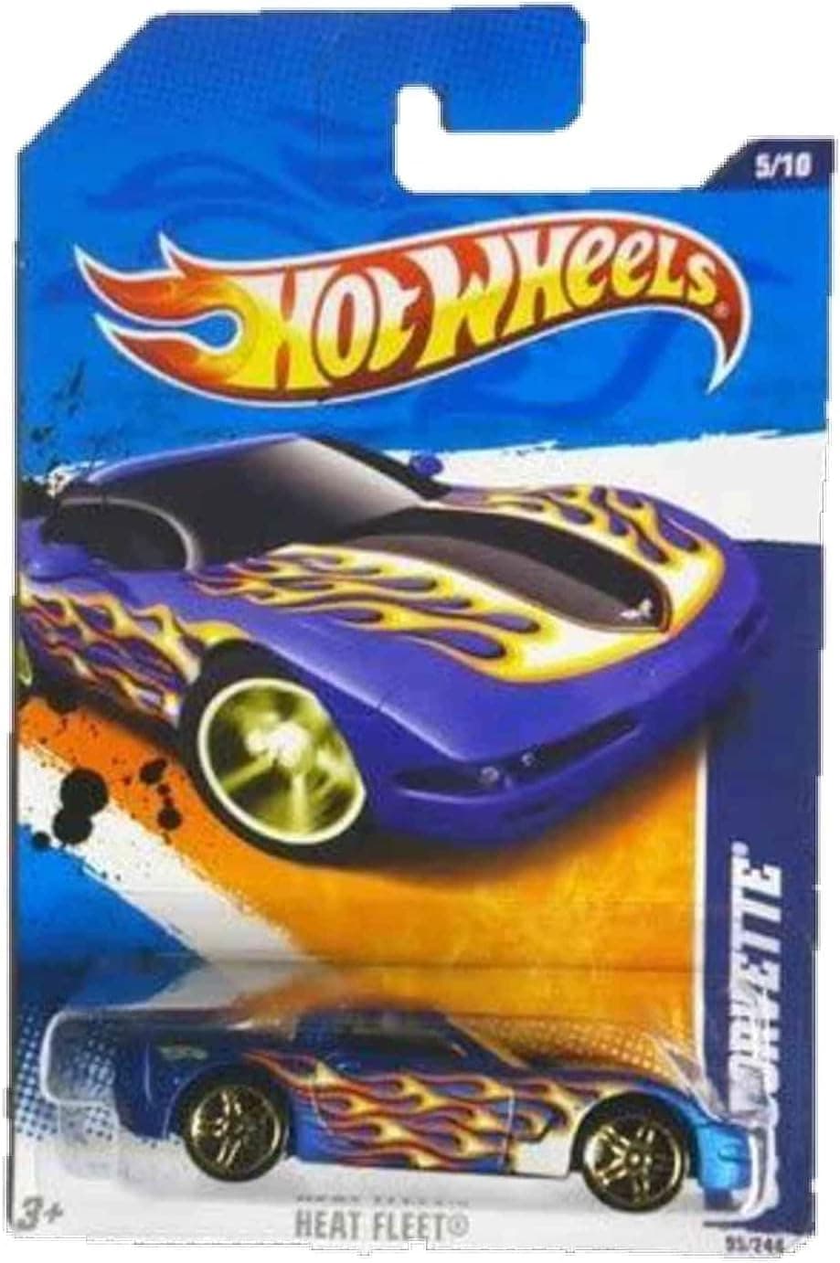 Hot Wheels 2011 97 Corvette Heat Fleet 5 of 10, #95 Blue with Flames