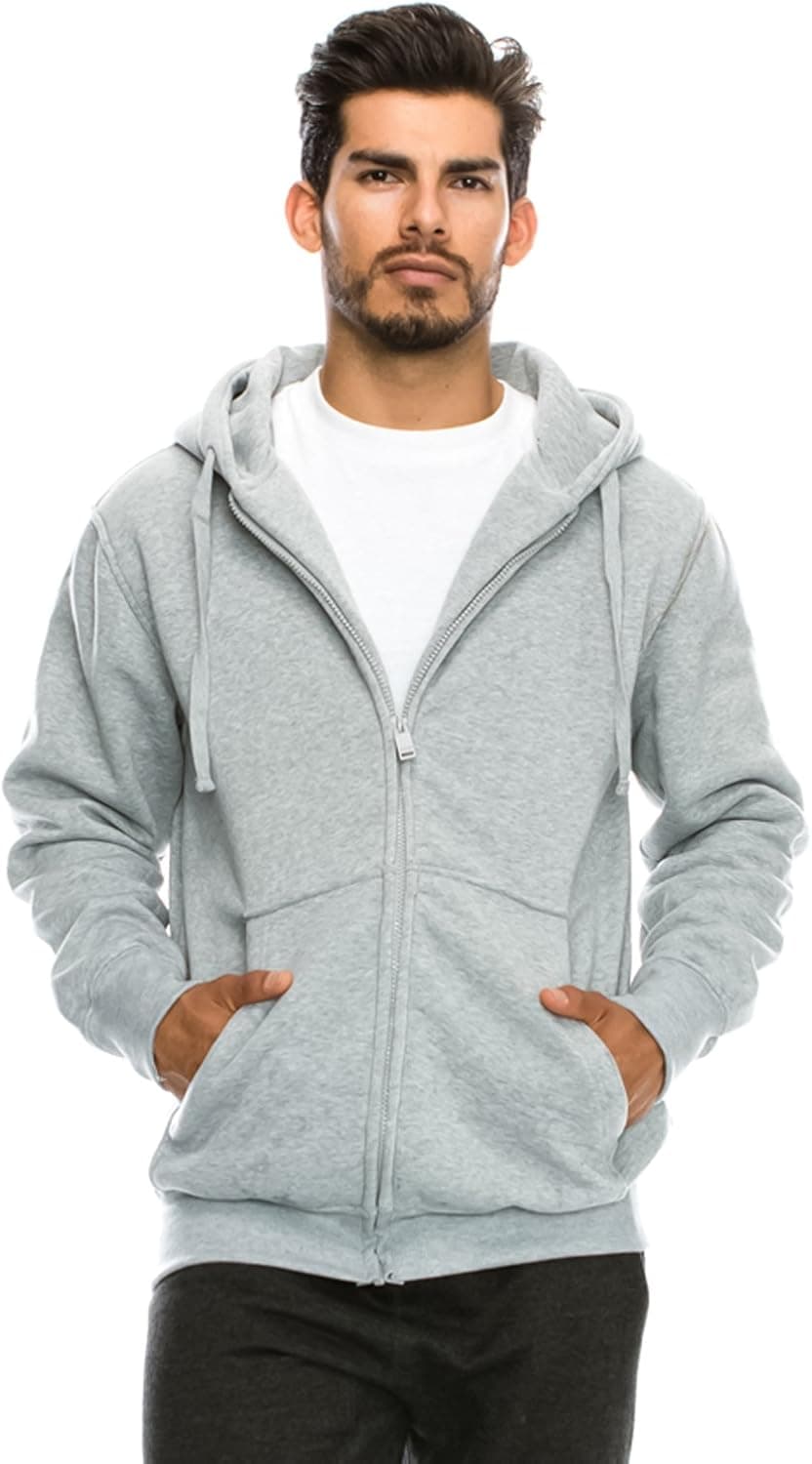 JC DISTRO Mens Hipster Hip Hop Claasic Basic Unisex Zip-Up Hoodie Jacket Grey 2XLARGE