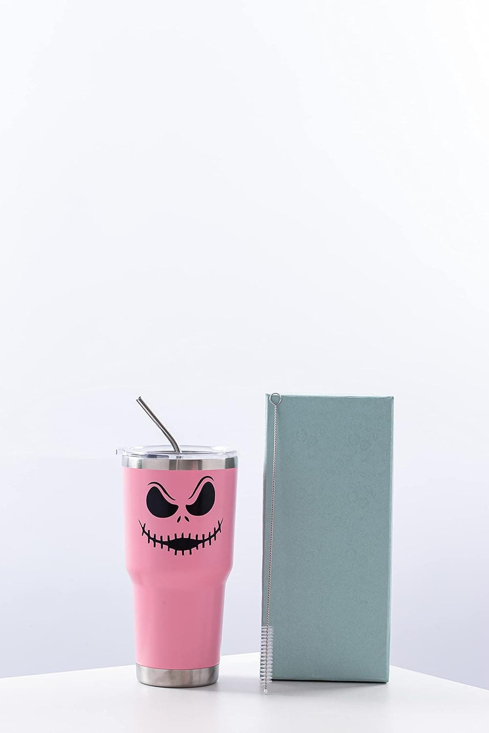GLASS BAG Stainless Steel Three-layer Insulation Cute jack skellington cup 30 oz tumbler with Lid and Straws travel mugs funny coffee tea cups for MenWomen boyfriend gifts (red 5)