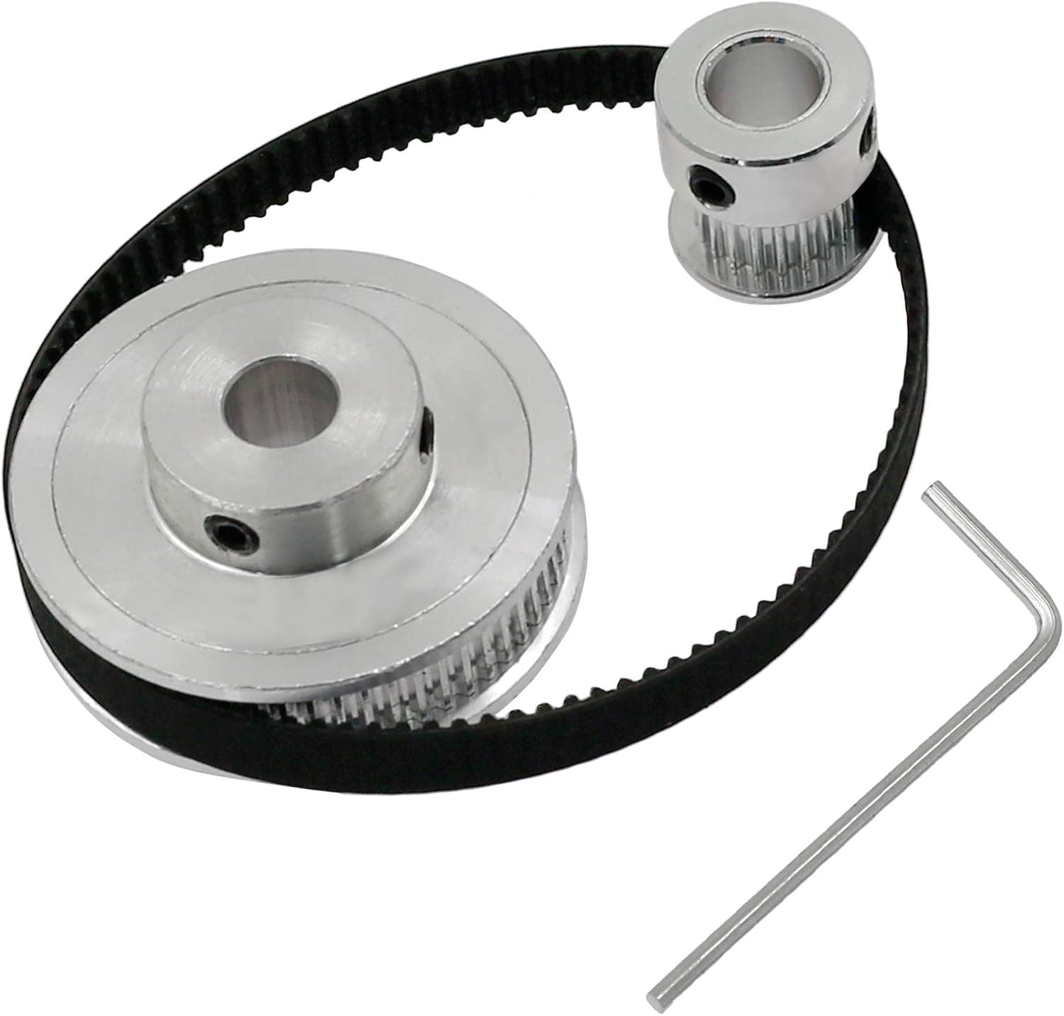 Kyuionty 20 & 60 Teeth GT2 Aluminum Timing Pulley 8mm Bore Synchronous Wheel for 3D Printer with a Perimeter 200mm Width 6mm Belt & M4 Allen Wrench