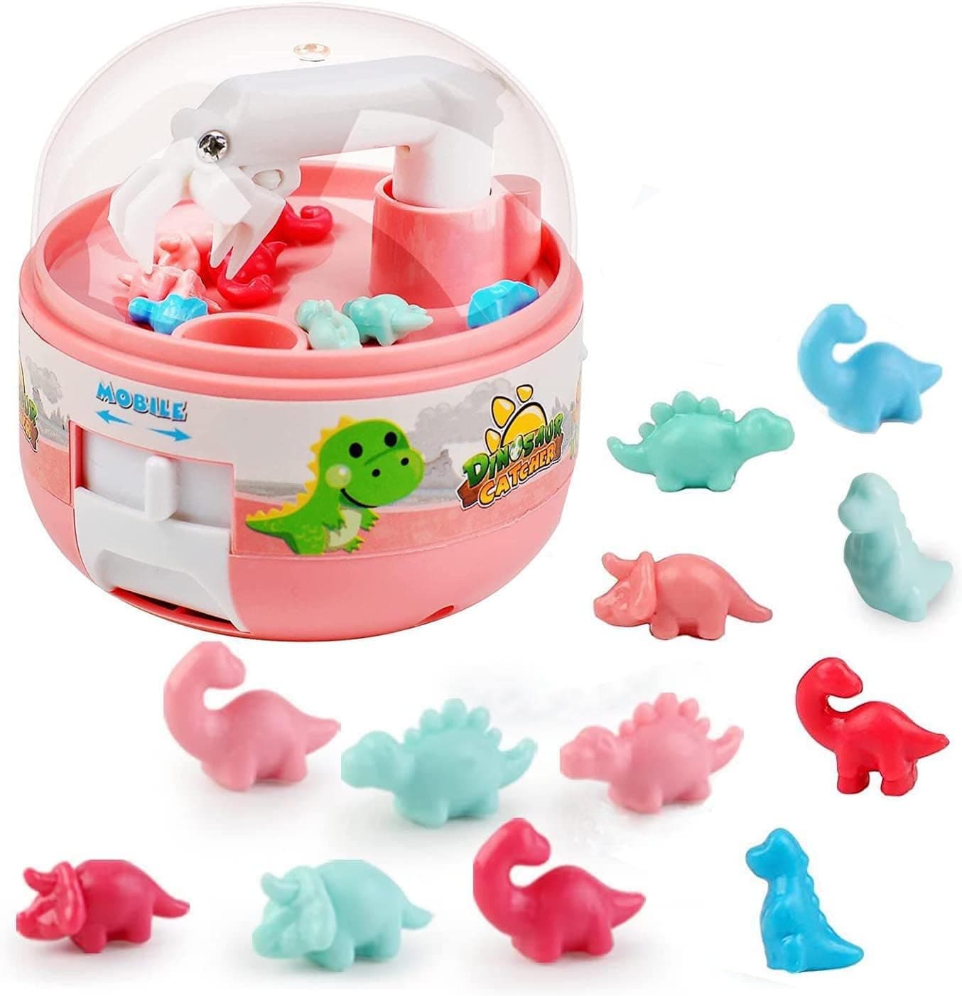 Mini Claw Machine for Kids,Toy Grabber with Mini Dinosaur Figures Claw Machine Prizes, Dinosaur prizes Claw Machine Game, Suitable for Birthday Gifts for 3,4,5,6,7 Year Old Boys and Girls