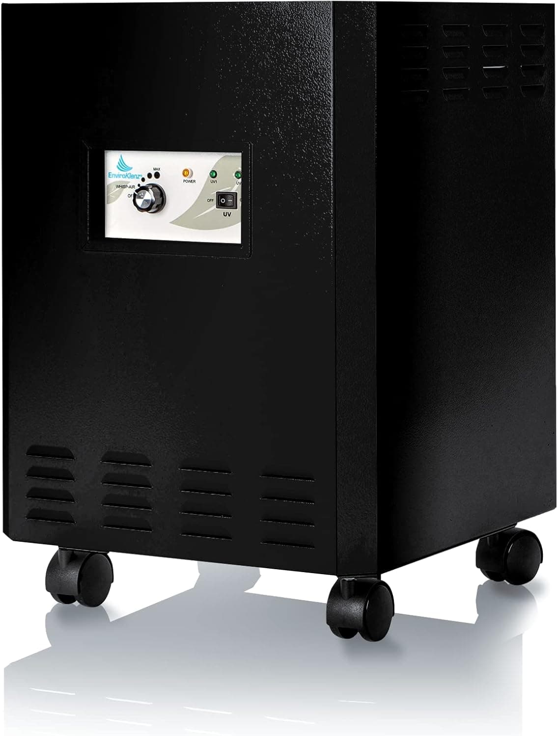 EnviroKlenz Air Purifier Plus, for home and business up to 1000 sq ft, HEPA filter, internal cleaning system (Black)
