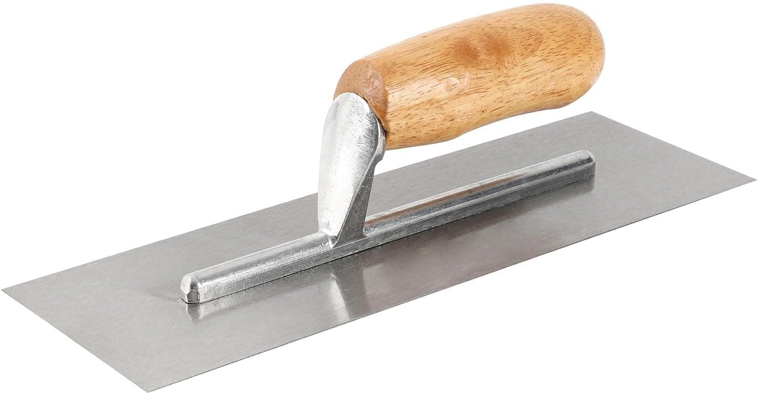 ZJNOTED Wood Handle Carbon Steel plastering Trowel 12”X 4" Handle Tool Drywall Trowel, Carbon Steel Finishing Masonry Trowel