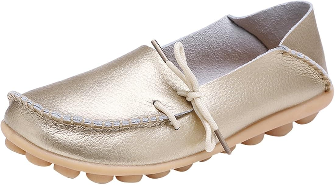 Serene Womens Leather Cowhide Casual Lace Up Flat Driving Loafers