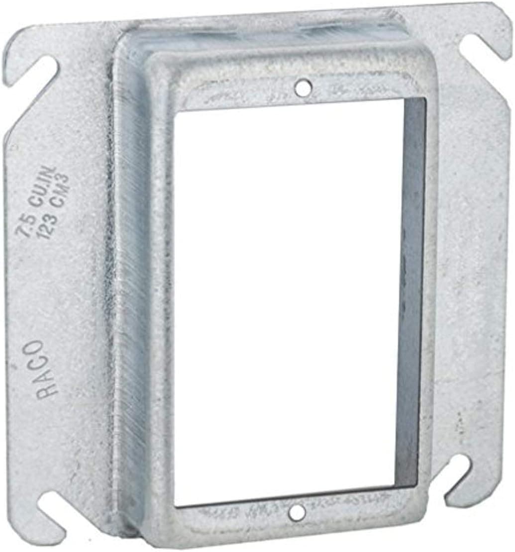 Hubbell-Raco 8775 Drawn Square Single Device Cover, 1-1/4 in L W X 4 in D, Gray, Steel, 4"