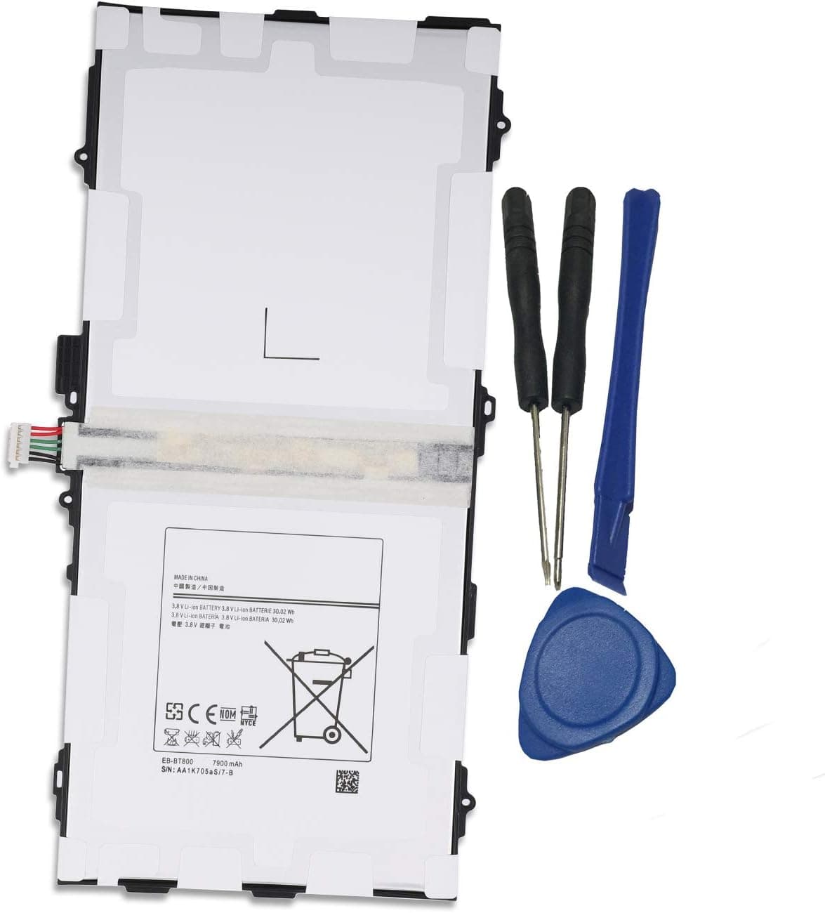 Tesurty New Replacement Battery for Samsung Galaxy Tab S 10.5" Sm-t800 Sm-t801 Sm-t805 Sm-t807 Eb-bt800fbK 4G with Tools