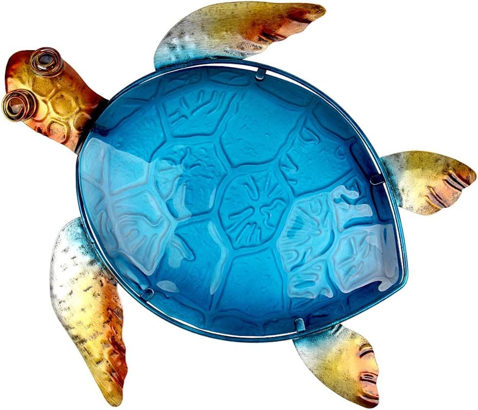 Maansfy Metal Turtle Wall Decor Bathroom Garden Art Hanging Glass Decoration for Patio