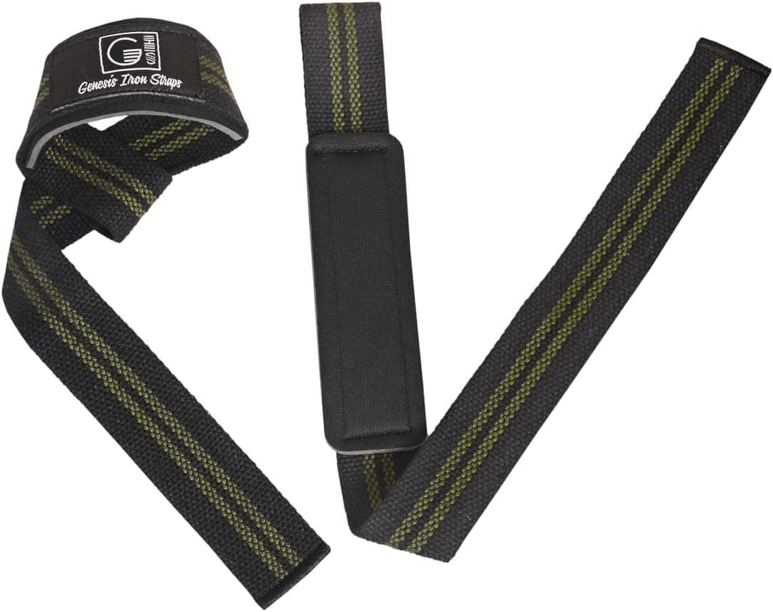 genesis iron straps for Bodybuilding | Deadlifting | Pull-Ups | Weightlifting with Padded Cotton & NeoTek Wrist Cushion