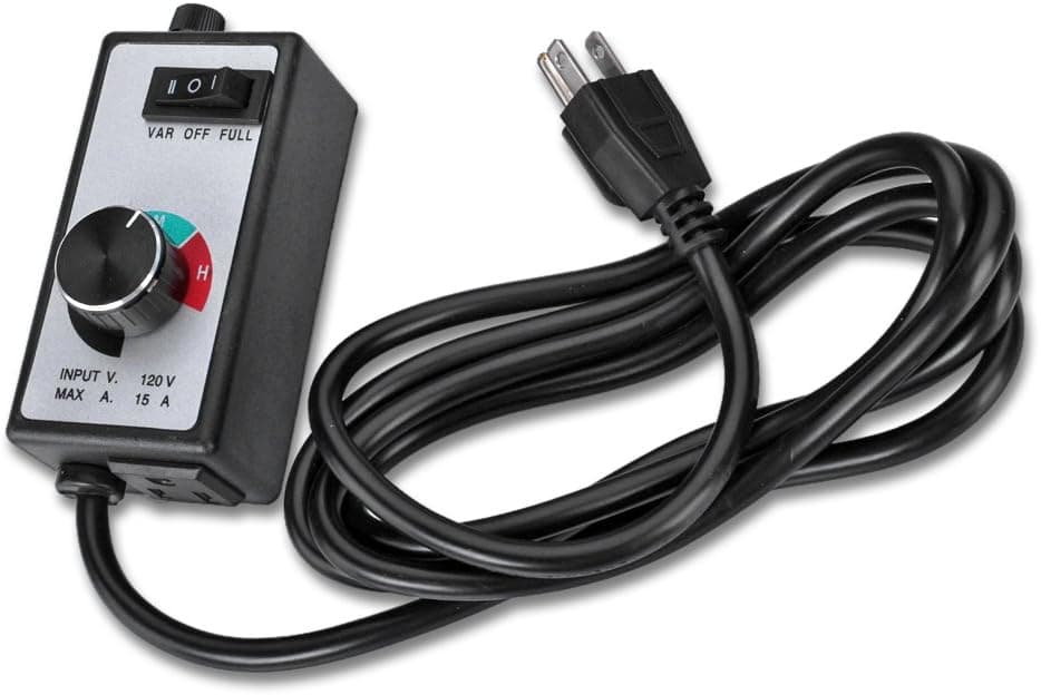 Flexzion Variable Fan Speed Controller Electronic Vortex Exhaust Control Adjuster 1800w for Inline Duct Fans Mini Blower with Replaceable Fuse Power Cord Built in Metal Mounting Clamp