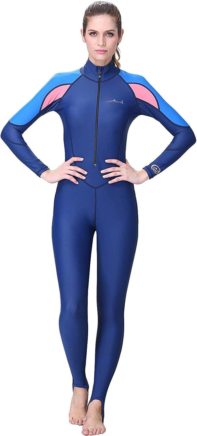 A Point Wetsuits Women Full Body Cover Swimsuit Diving Skin for Scuba Snorkeling