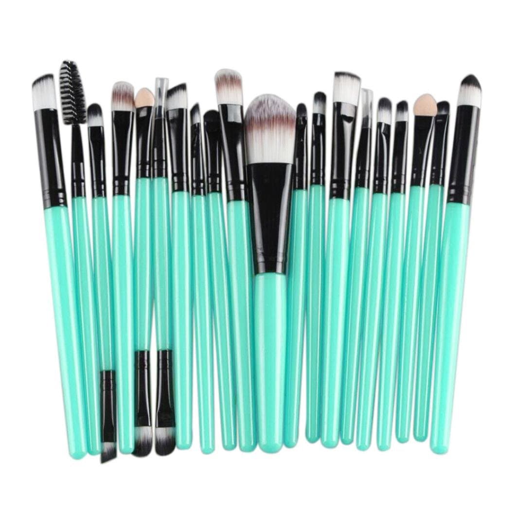 BCDshop 20 pcs Makeup Brush Set Cosmetics Foundation Blending Blush Eyeliner Face Powder Brush Make-up Tools Kit Wool Make Up Brush Set (Black)