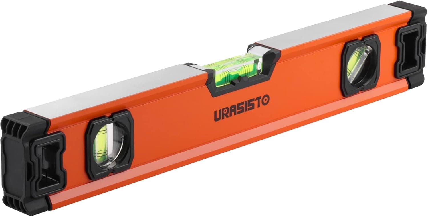 URASISTO 16 Inch Torpedo Level, Magnetic Level Tool with 45°/90°/180° Bubbles, Aluminum Alloy Construction, Shock Resistant Bubble Level Tool(400mm)