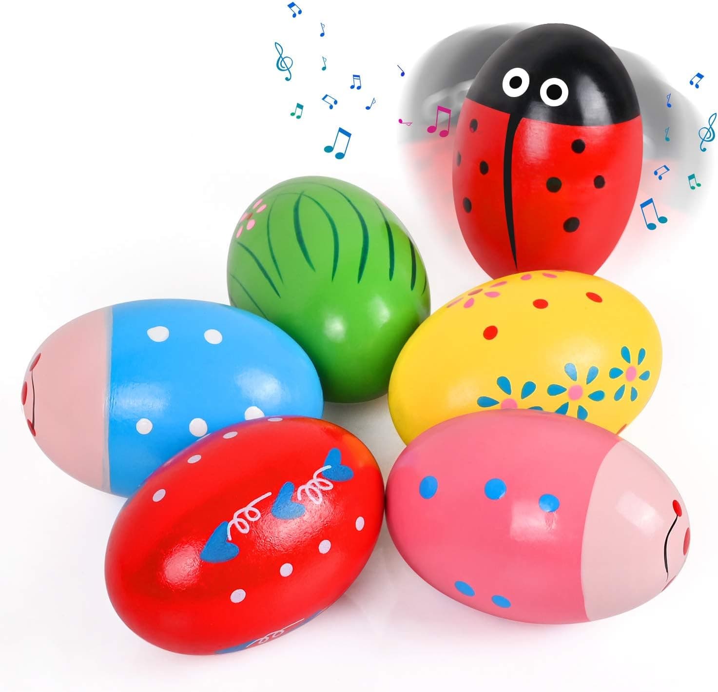 VAPCUFF Toys for 3 4 5 6 Year Old Kids, Wooden Maracas Musical Easter Eggs Easter Basket Stuffers for Toddlers Birthday for Toddlers Easter Gifts for Baby Easter Baskets for Girls Boys