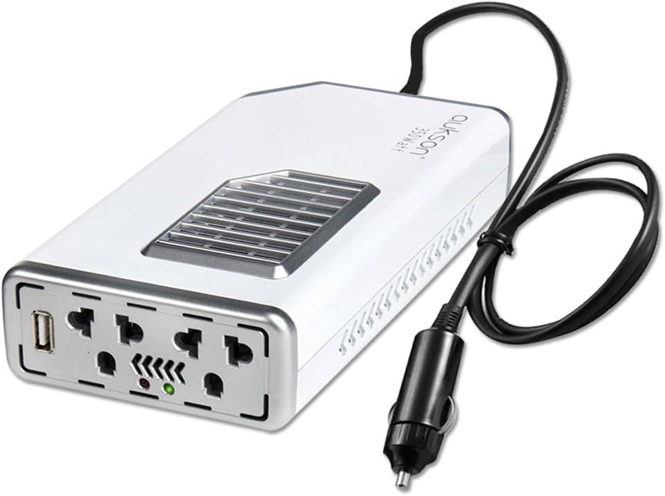 Aukson Power Inverter Car Cigarette Lighter Adapter 12V to 110V AC 350W Quick USB Charger Outlets 2.1A Port Laptop (White)