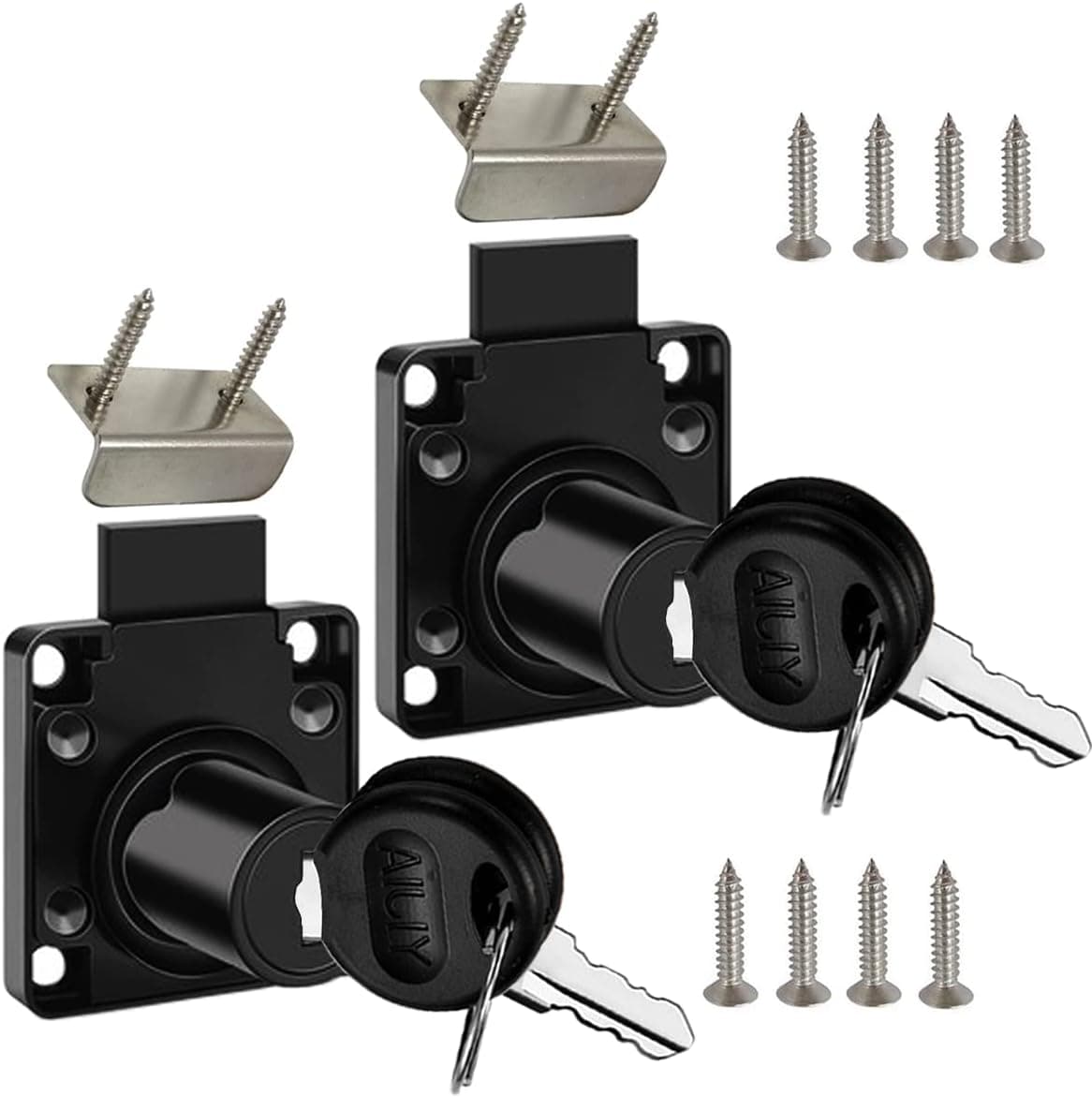Cabinet Drawer Lock,Mailbox Lock, Model CT-138-22,for Fixing Important Documents and Drawers (Opening Diameter 0.75inch/19MM), Suitable for Door Panels with A Thickness of 17 mm-22 mm. 2 PCS [Black]
