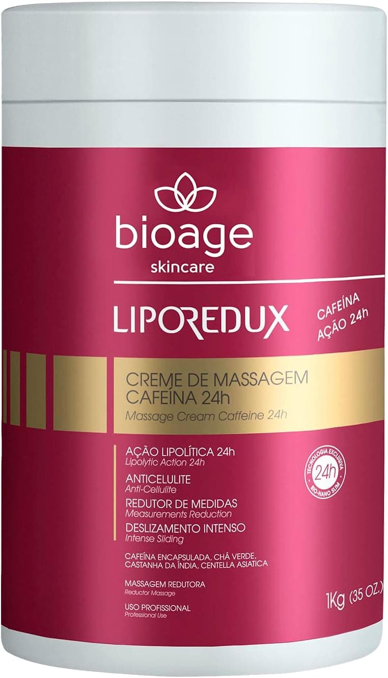 Bioage Liporedux Massage Caffeine Cream 24hrs (35 Oz) – Anti- Cellulite, Measurements Reduction and Intense Sliding