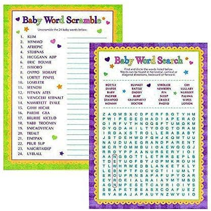 Adorox Baby Shower Party Game Scramble Word Search Game (1pkg) (Scramble/Word Search)
