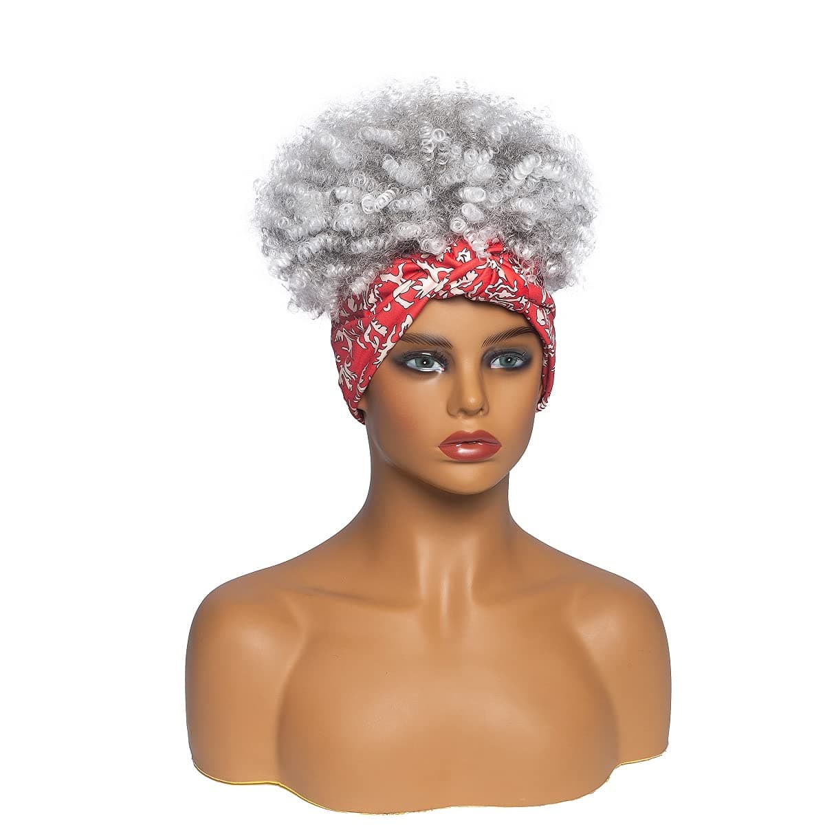Nicelatus Short Ombre Afro Curly Head Wrap Wigs for Women Headband Afro Wig Synthetic Hairstyle Headband Wigs for Black Women (J294C)