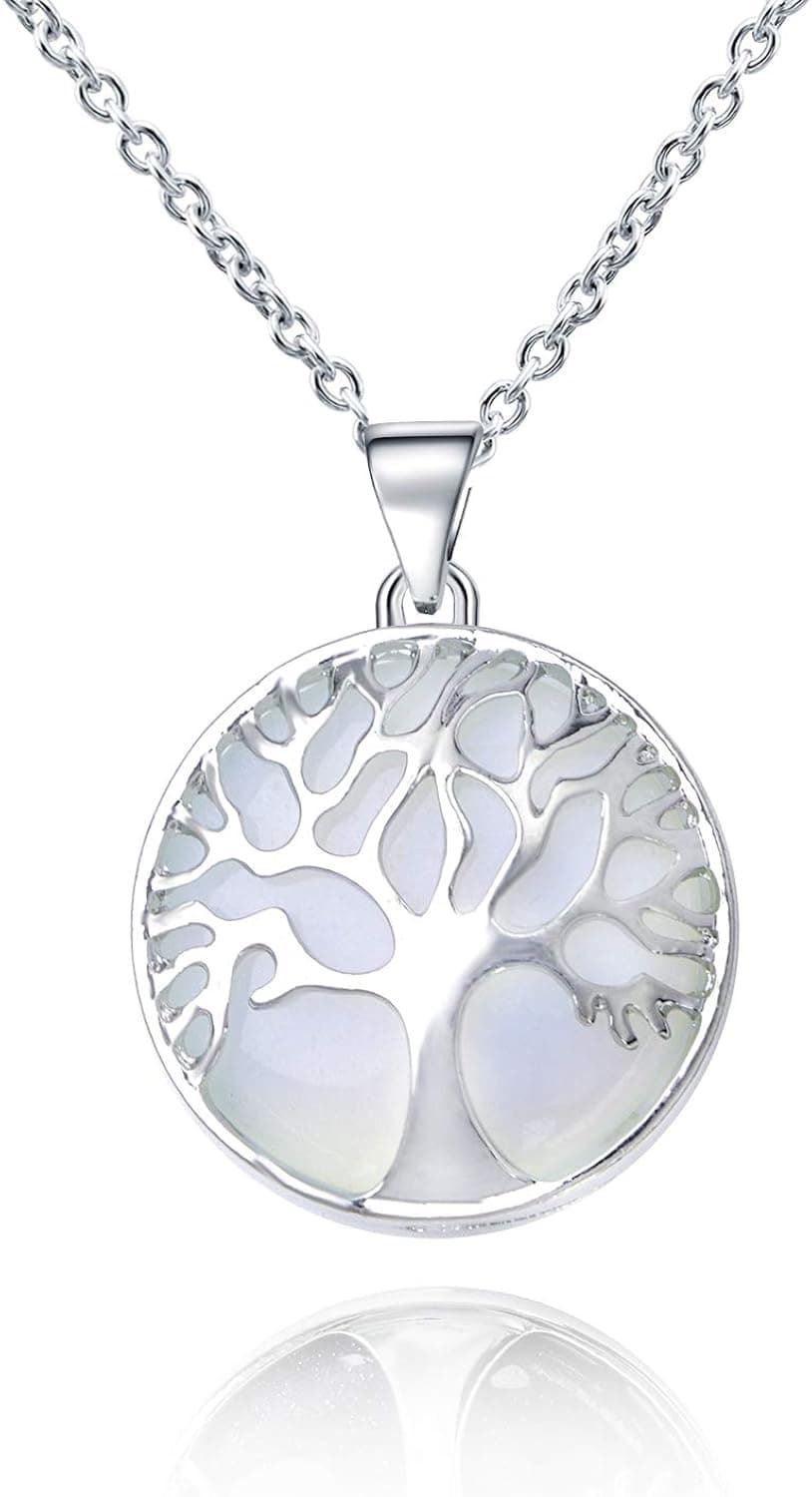 Tree of Life Necklace,Chakra Pendant Necklace Crystals Quartz Jewelry with Chain Gift for Women