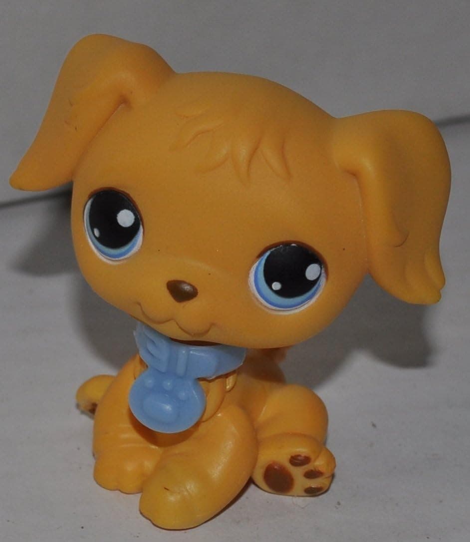 Retriever #21 (Yellow, Brown nose) - Littlest Pet Shop (Retired) Collector Toy - LPS Collectible Replacement Single Figure - Loose (OOP Out of Package & Print)