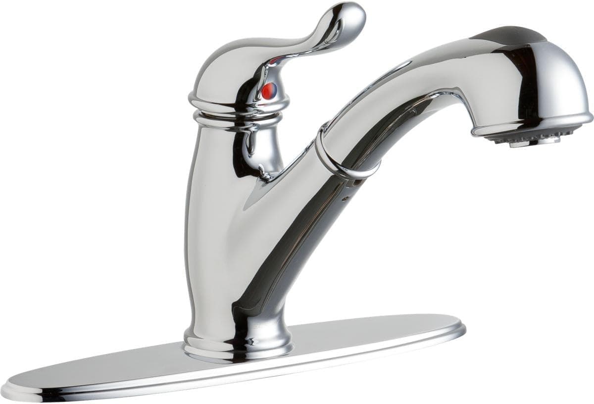 Elkay Everyday LK4000CR Single Hole Deck Mount Kitchen Faucet with Lever Handle and Pull-out Spray + Optional Escutcheon, Chrome