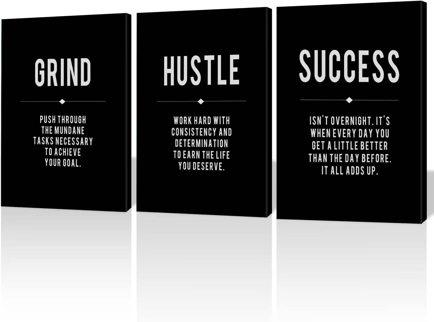 Office wall decor Motivational Wall Art For Office Hustle Grind Success Canvas Wall Decoration Inspirational Positive Poster Framed 3 pcs