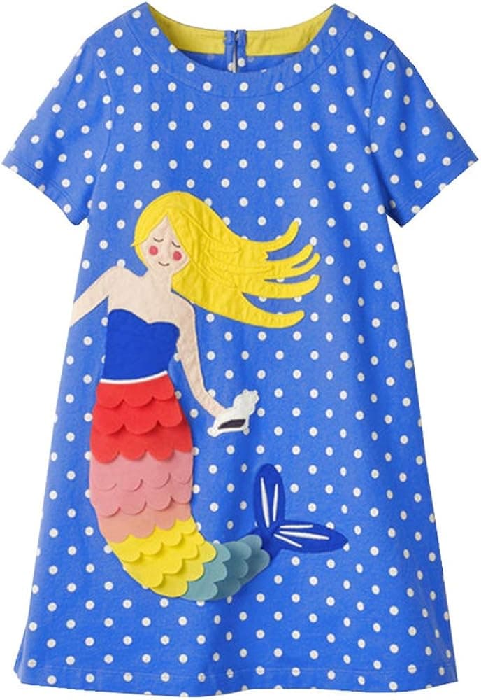 VIKITA 2020 Toddler Girls Summer Dresses Short Sleeve Outfit 3-8 Years