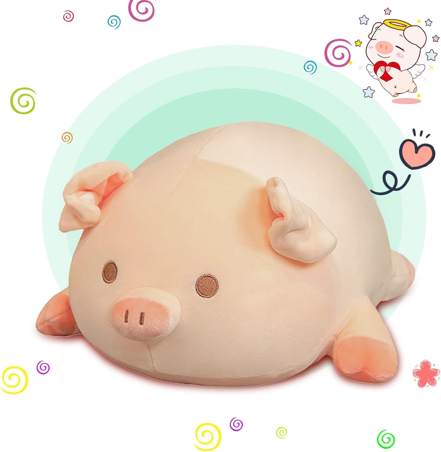 Mammykiss Pig Plush Pillow,Cute Soft Pink Pig Stuffed Animal Toy Gifts for Kids Girlfriend to Give Birthday,Valentine Christmas