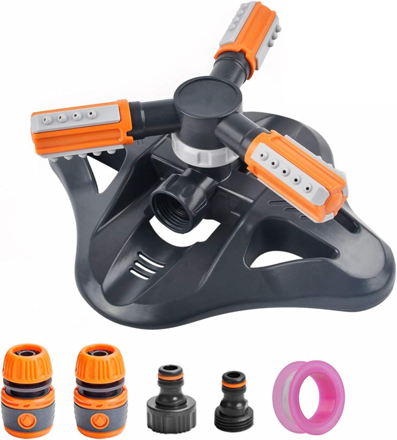 Garden Elves Sprinklers for Yard,Lawn & Garden Sprinklers 360 Degree Rotating with Three-Arm,36 Spray Nozzles,Automatic Garden Hose Water Sprinkler for Garden Irrigation System,3600 Square Feet Cover