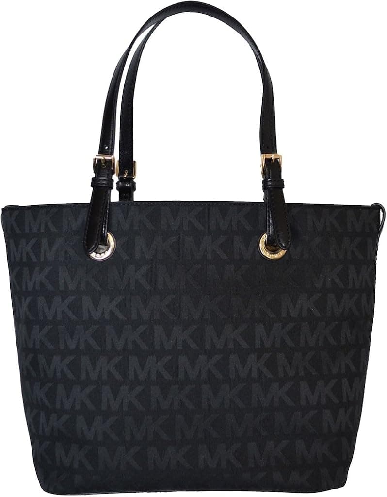 Michael Kors MK Signature Jet Set Item Grab Bag Shoulder Tote -Black