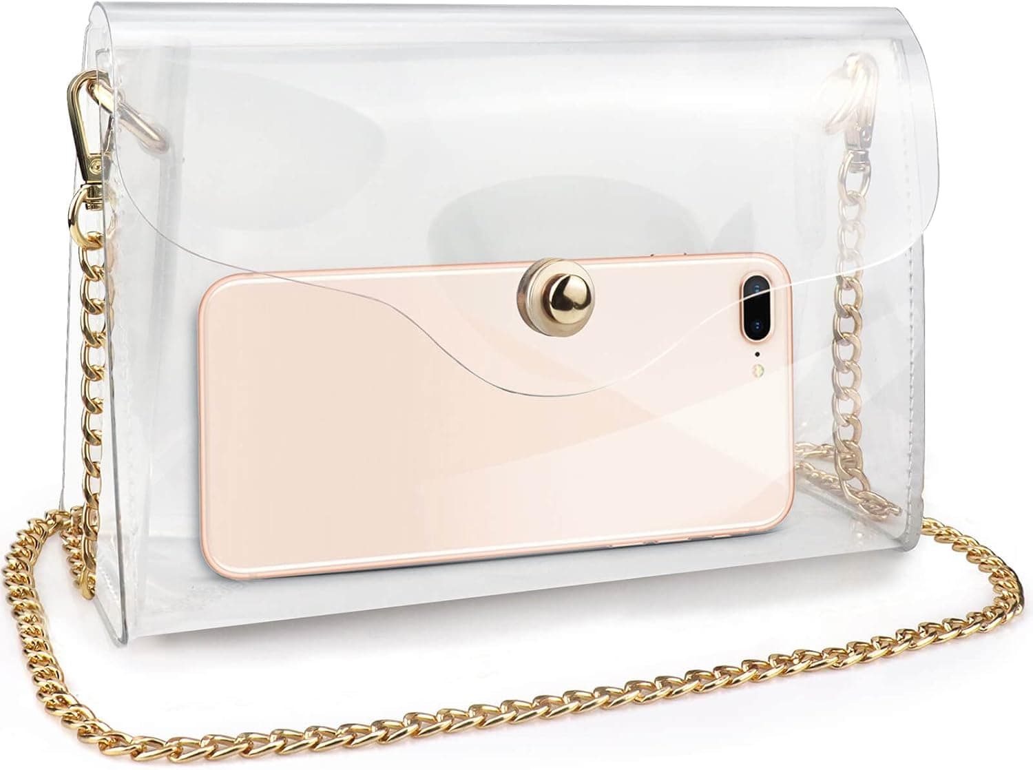 Clear Purse for Women, Clear Crossbody Bag Stadium Approved, Clear Handbag Clear Clutch Purses with Magnetic Snap Closure