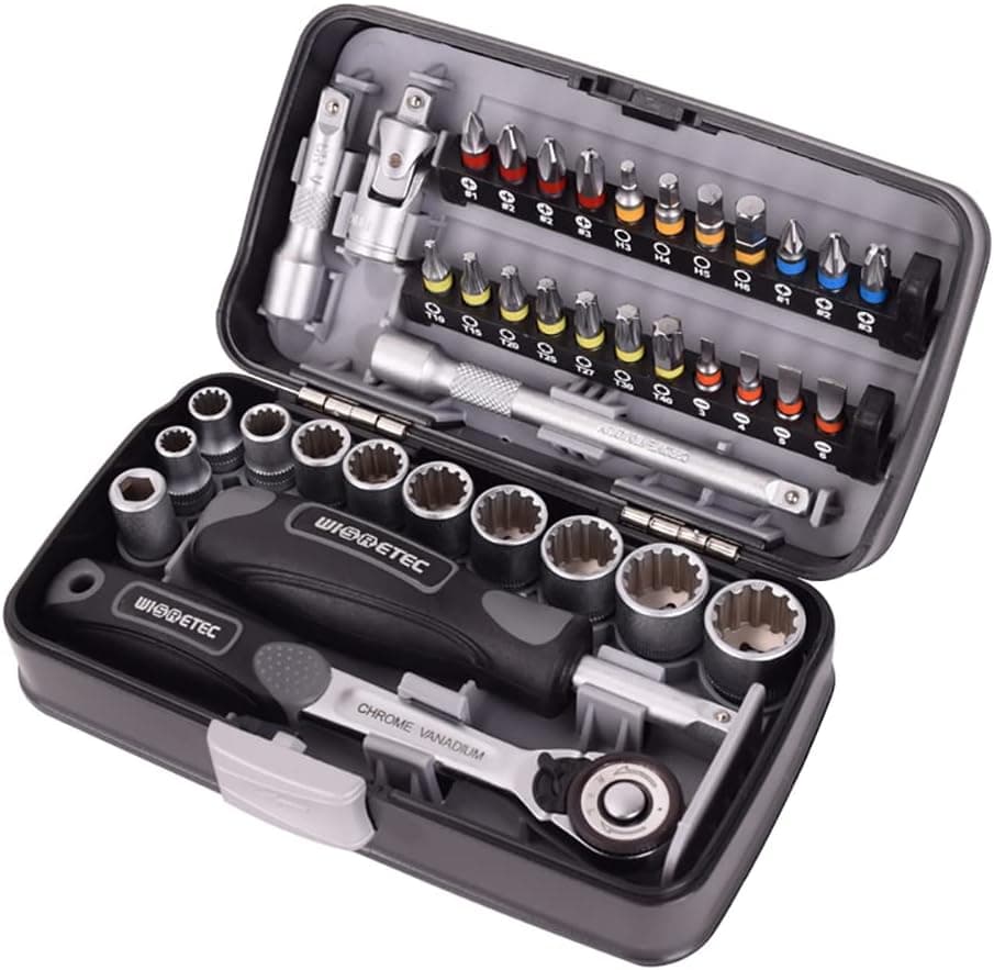 38PCS Mini ratchet wrench set 1/4 socket screwdriver head hex trox slot bit bike Repair handle tools S2 material