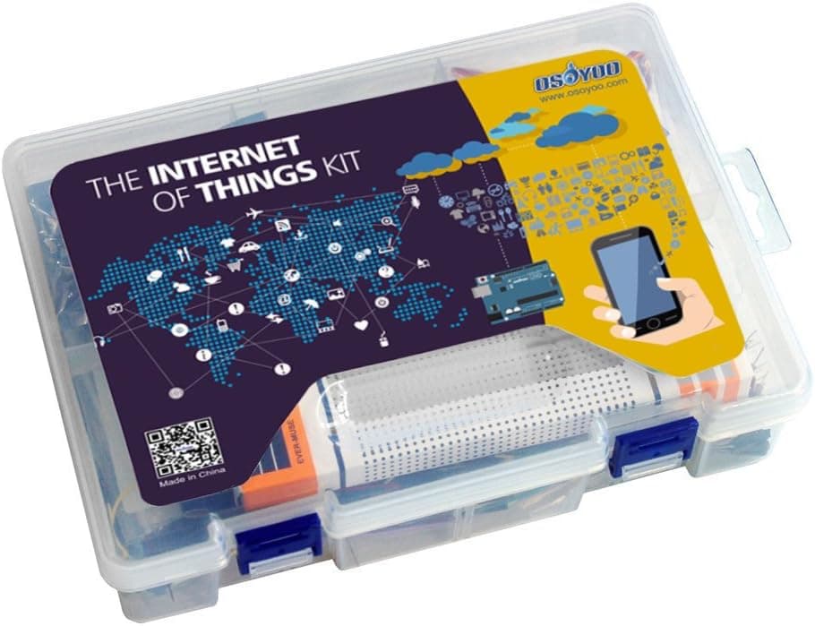 OSOYOO IoT Starter Kit for Arduino Iot Projects with Tutorial, W5100 Ethertnet Shield,Android/iOS Remote Control Internet of Things Kits