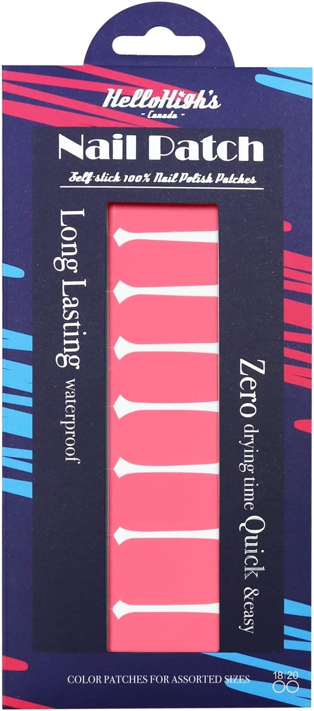 HIGH'S Upgrade EXTRE Adhesion Nail Wraps Decals Art Transfer Sticker Collection Manicure DIY Fullnail Polish Patch Strips for Wedding, Party, Shopping, Travelling, 20pcs(Salmon)