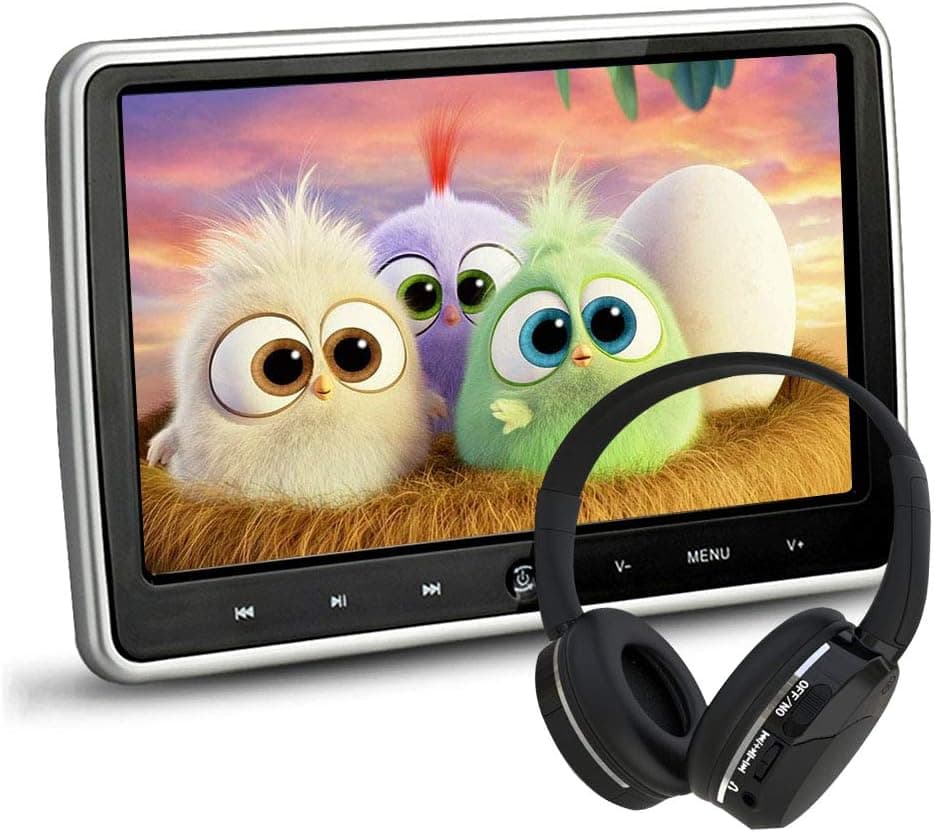 NOAUKA 10.1" Ultra Thin Portable Digital HD TFT LCD Headrest DVD Player Car Multimedia Wide Screen Display Player Headrest Monitor with HDMI and Remote Control and IR Headphone