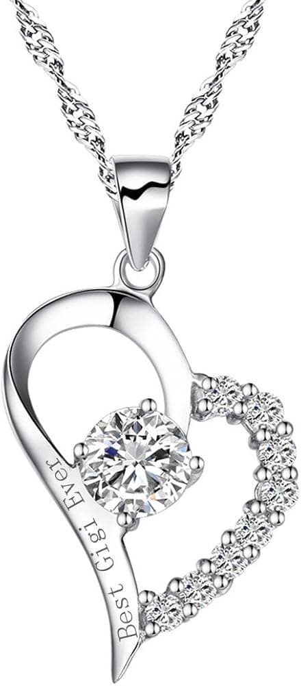 chaomingzhen 925 Sterling Silver Heart Best Gigi Ever Necklace CZ Engraved Pendant Cubic Zirconia 18" Chain