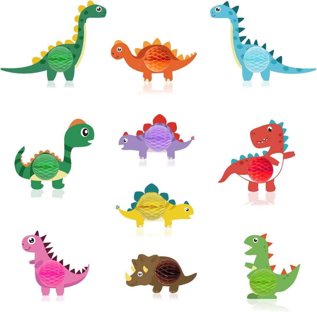 10 Pcs Dinosaur Honeycomb Centerpieces Table Topper for Party Decorations Cute Dinosaur Birthday Party Decorations Supplies For Boys Kids