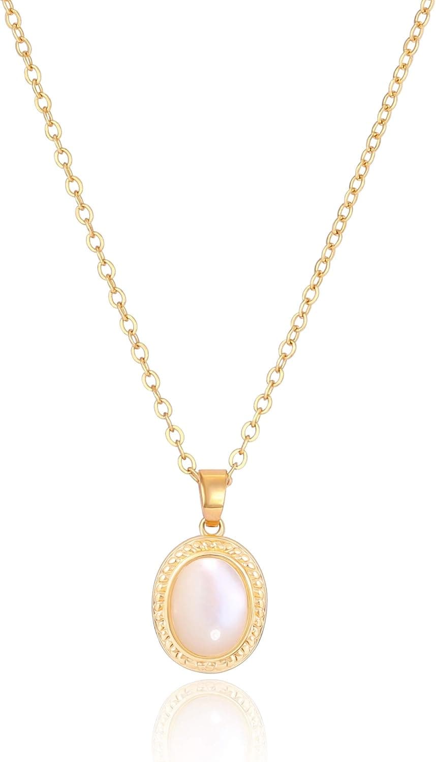 18K Gold Moon Star Lion Evil Eye Pendant Necklace Medallion Paperclip Chian Choker Layering Jewery for Women Girls