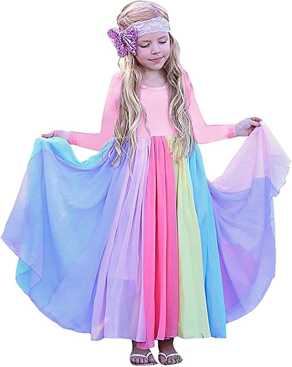 Toddler Kids Baby Girl Summer Dress Clothes Rainbow Ruffle Strap Dress Backless Princess Sundress Playwear Outfits