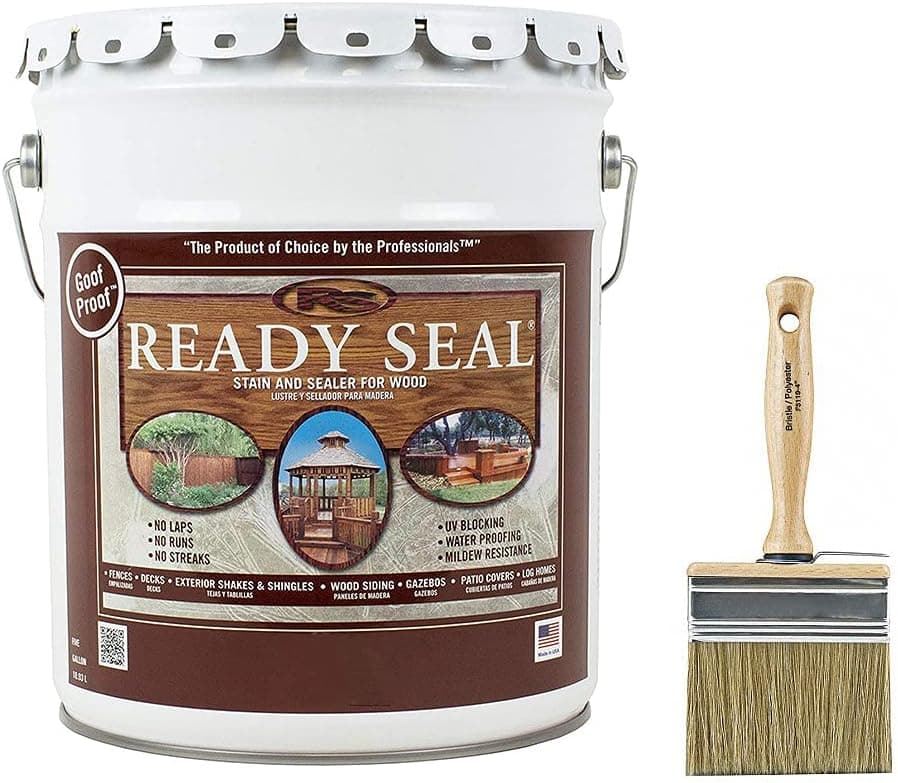 Ready Seal Natural Cedar 5 Gallon Pail with 4inch Stain Brush ReadySeal54774